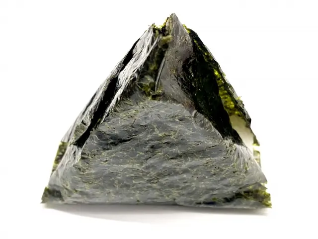 A Japanese convenience store onigiri rice ball wrapped in nori seaweed