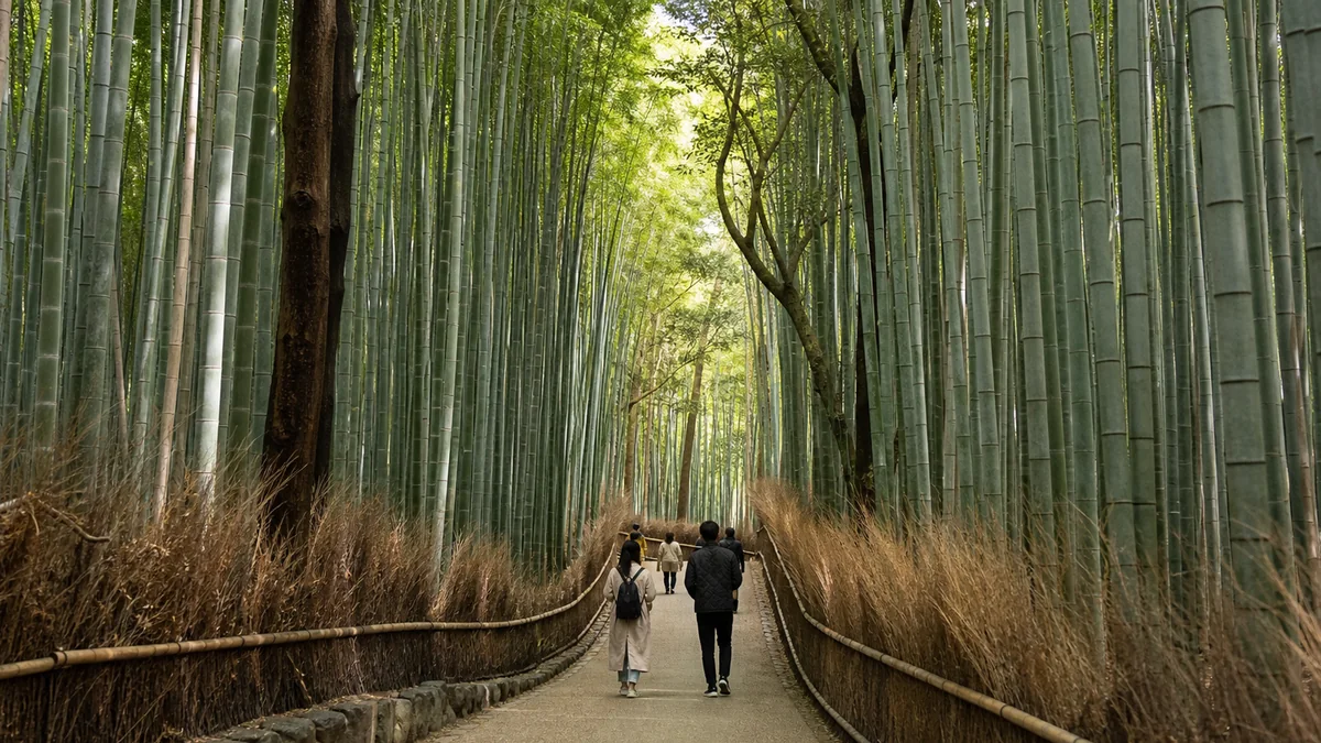Arashiyama bamboo grove path in Kyoto for the second day of a first-time itinerary
