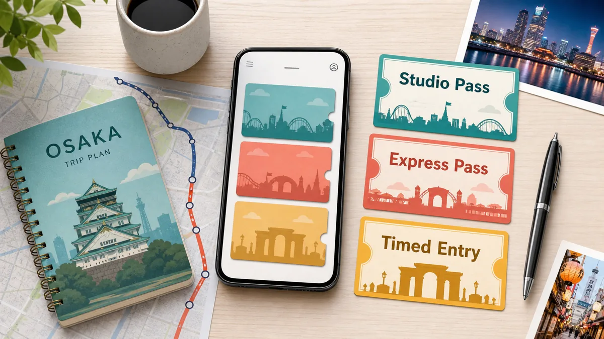 USJ ticket planning concept with Studio Pass Express Pass and timed entry cards